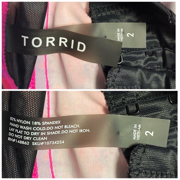 SOLD❌Torrid Purple Hot Pink Purple Tie Dye Peplum Bikini Swim Top - Picture 5 of 7